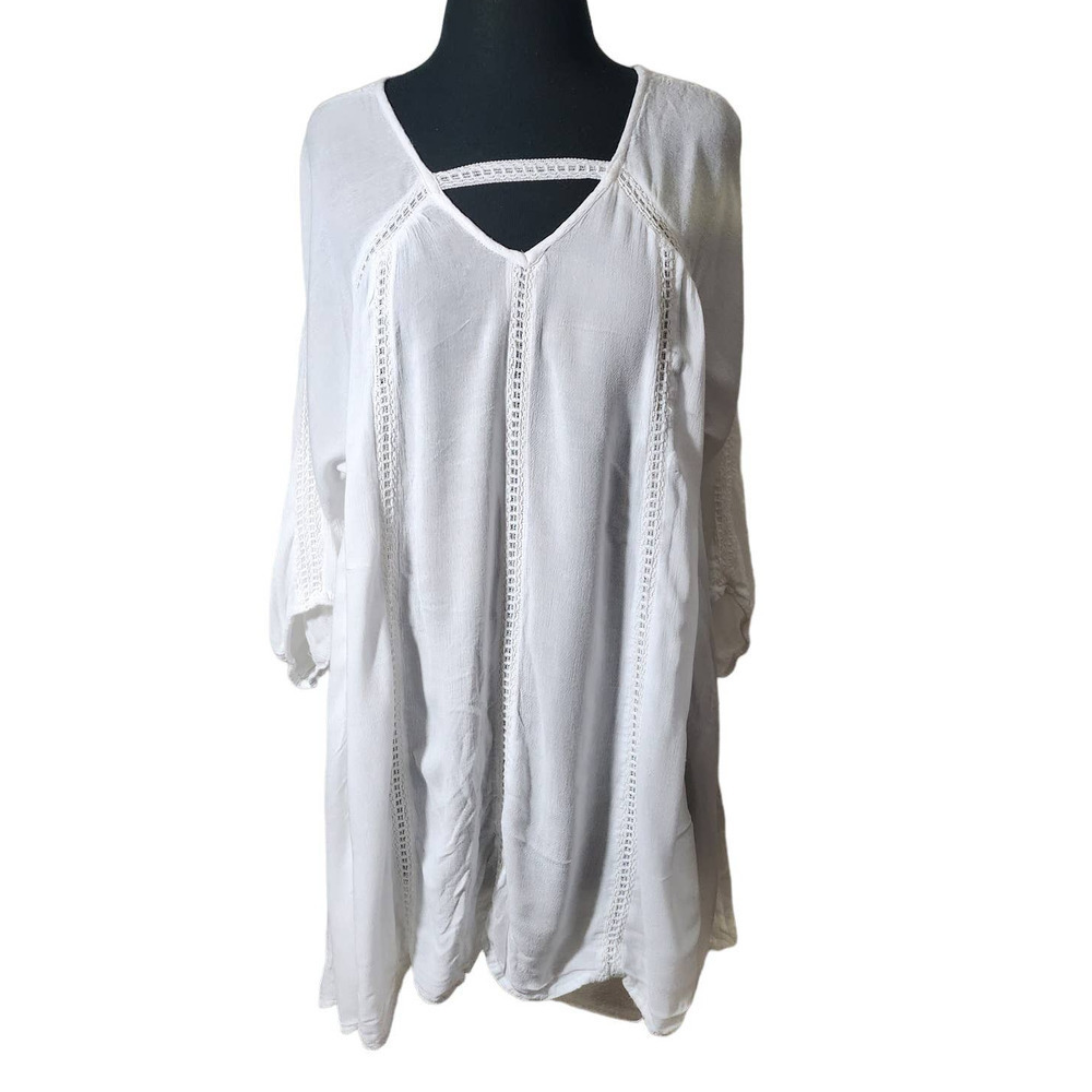 Cute options v neck blouse tunic 3/4 sleeve sz M